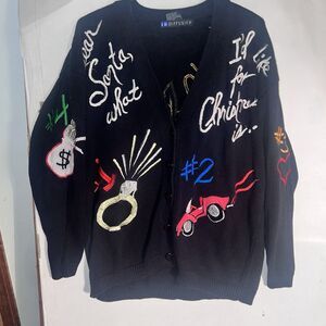 IB Deffusion Christmas Cardigan Sweater Medium /Festive Design Button Up